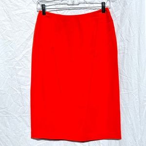 Tangerine Orange Silk Midi Knee Length Pencil Skirt NWOT